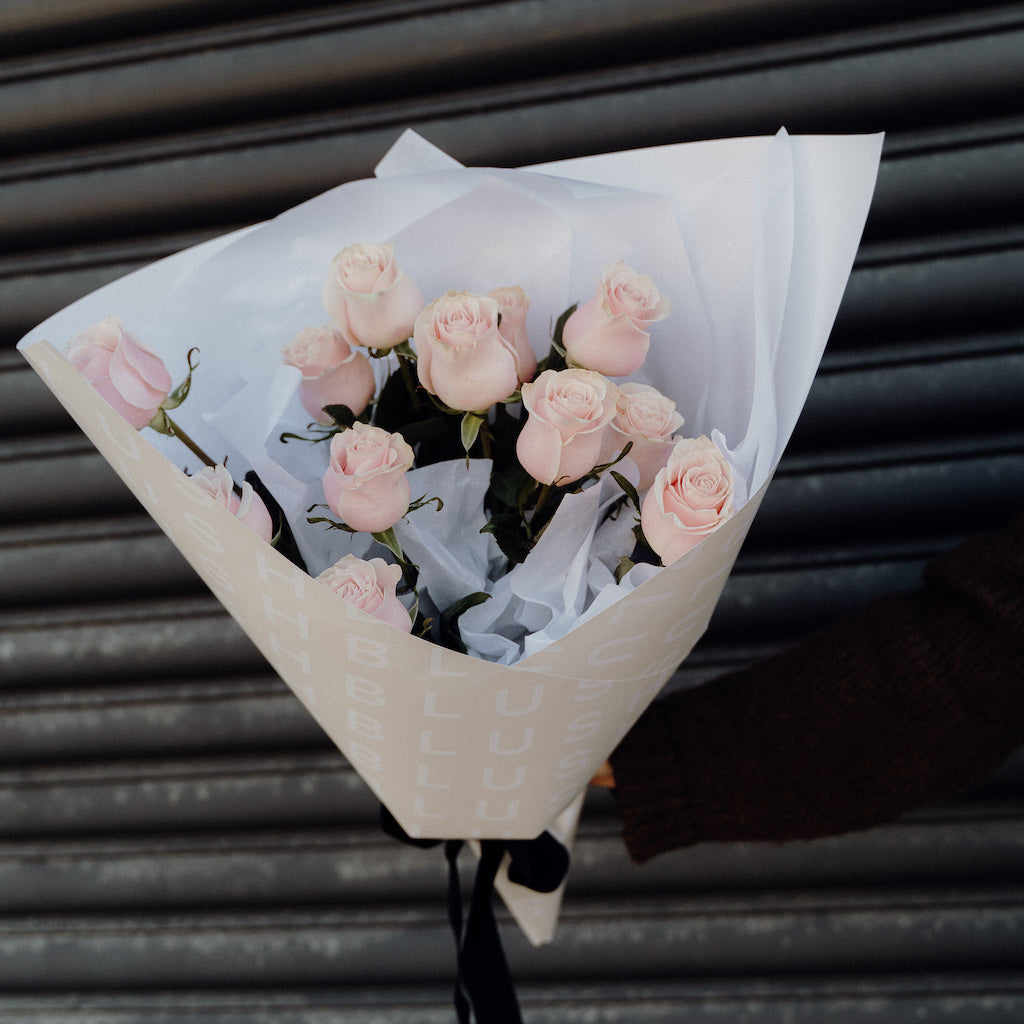 White Rose Rwrap 12 gorgeous Roses in a Wrap – BLUSH