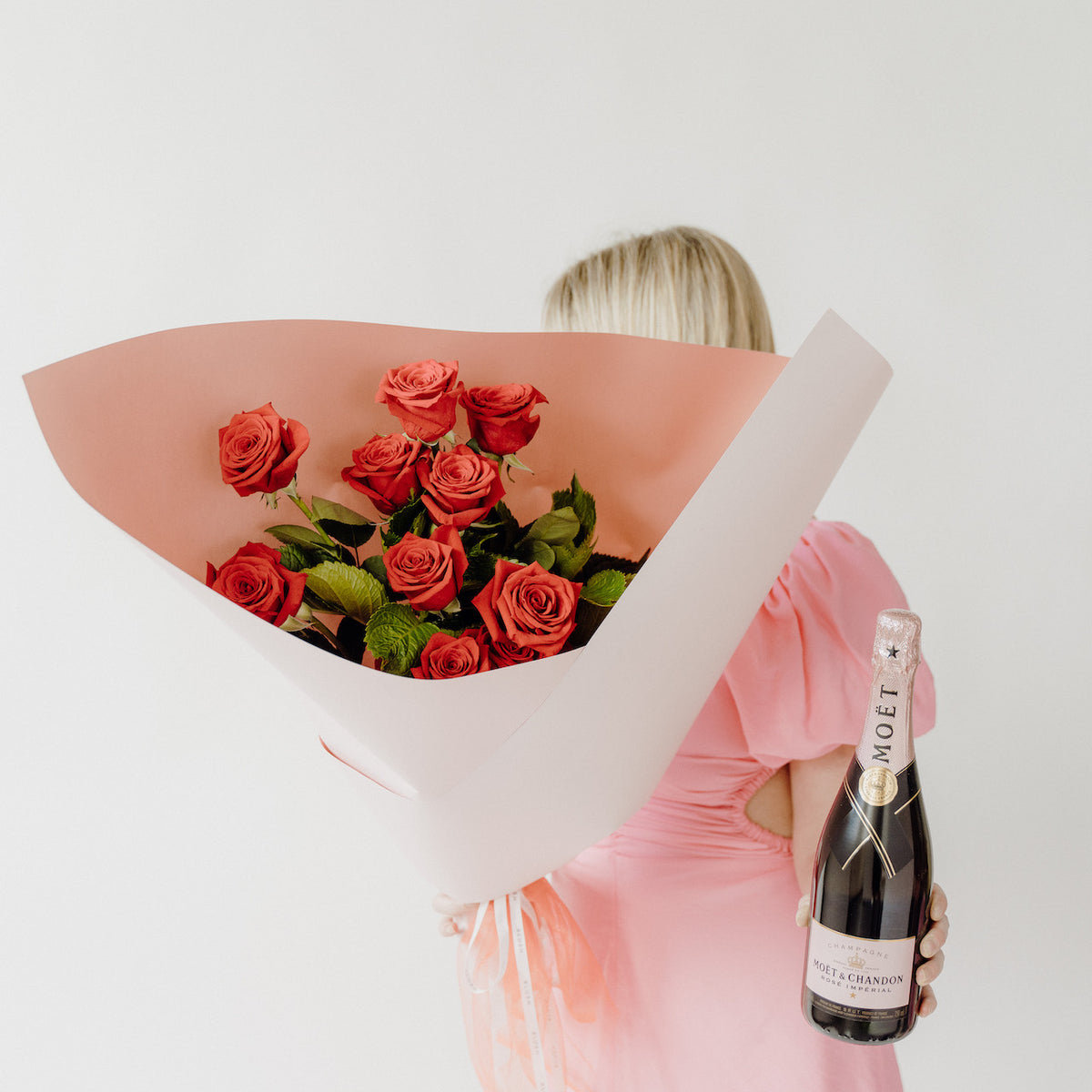 1 dozen Red Roses + Moët 750ml