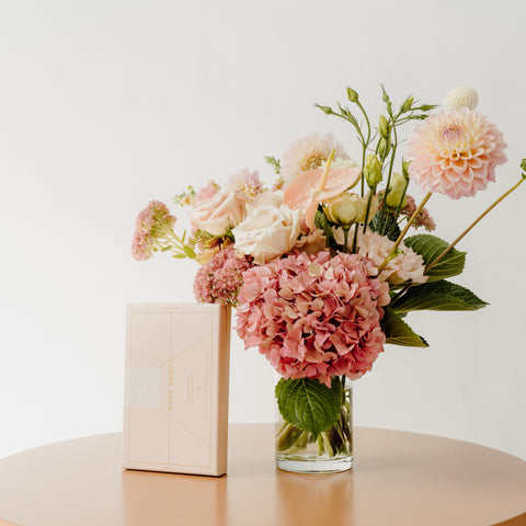 Luxe Floral Bouquet In Vase + Love Loco Chocolates