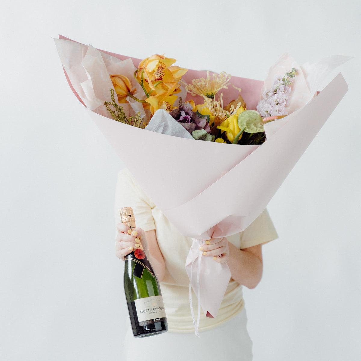 Wrap Bouquet + Moet And Chandon